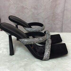Chic Black and Silver Women's Heels